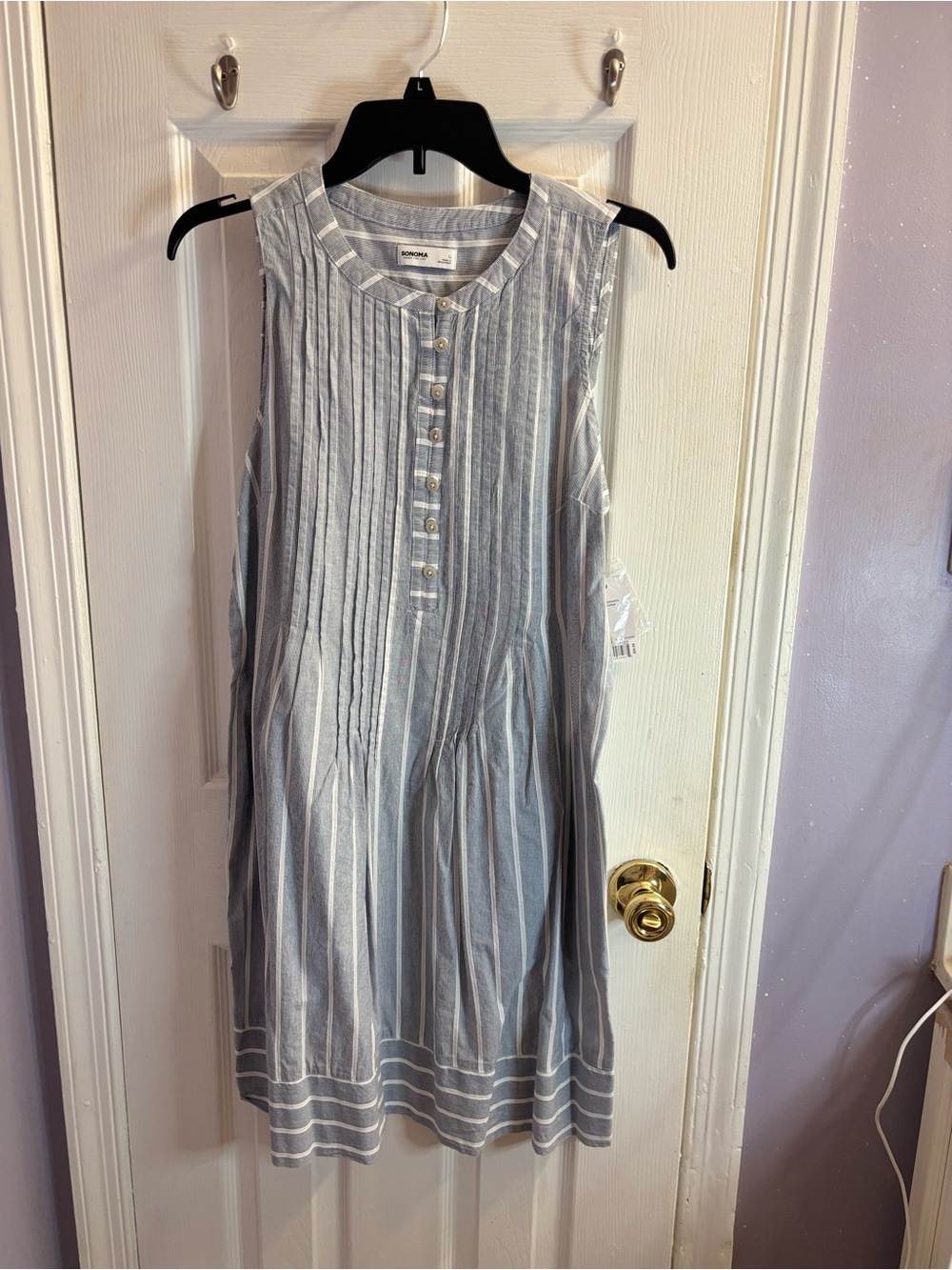 Sonoma Sleeveless Striped Dress in Light Blue and White